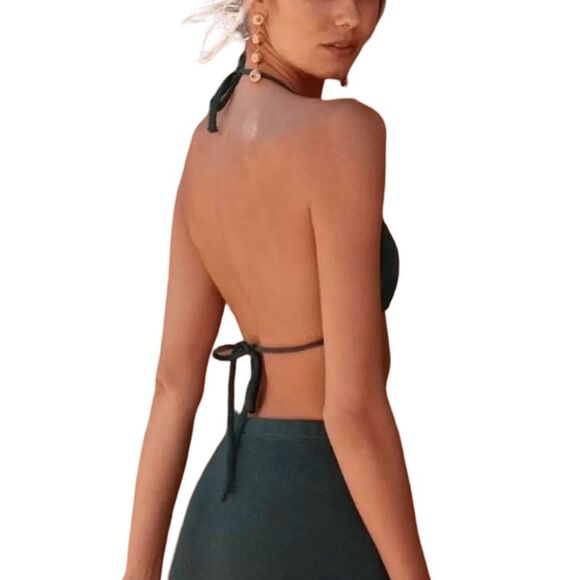 Savannah Morrow The Label Emerald Green Knit Triangle Top - Size Medium - Picture 4 of 7